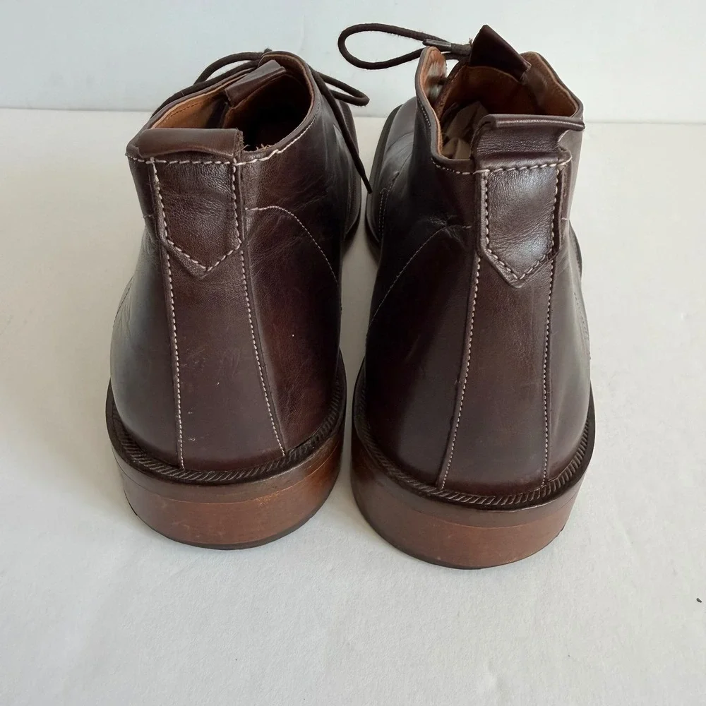 Kenneth Cole Y2K Brown Leather Chukka Boots 12 Italy Square Toe Euro Minimalist